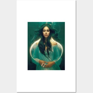 WATER SPIRIT Beautiful Spirit Woman Underwater Stylized Digital Painting Posters and Art